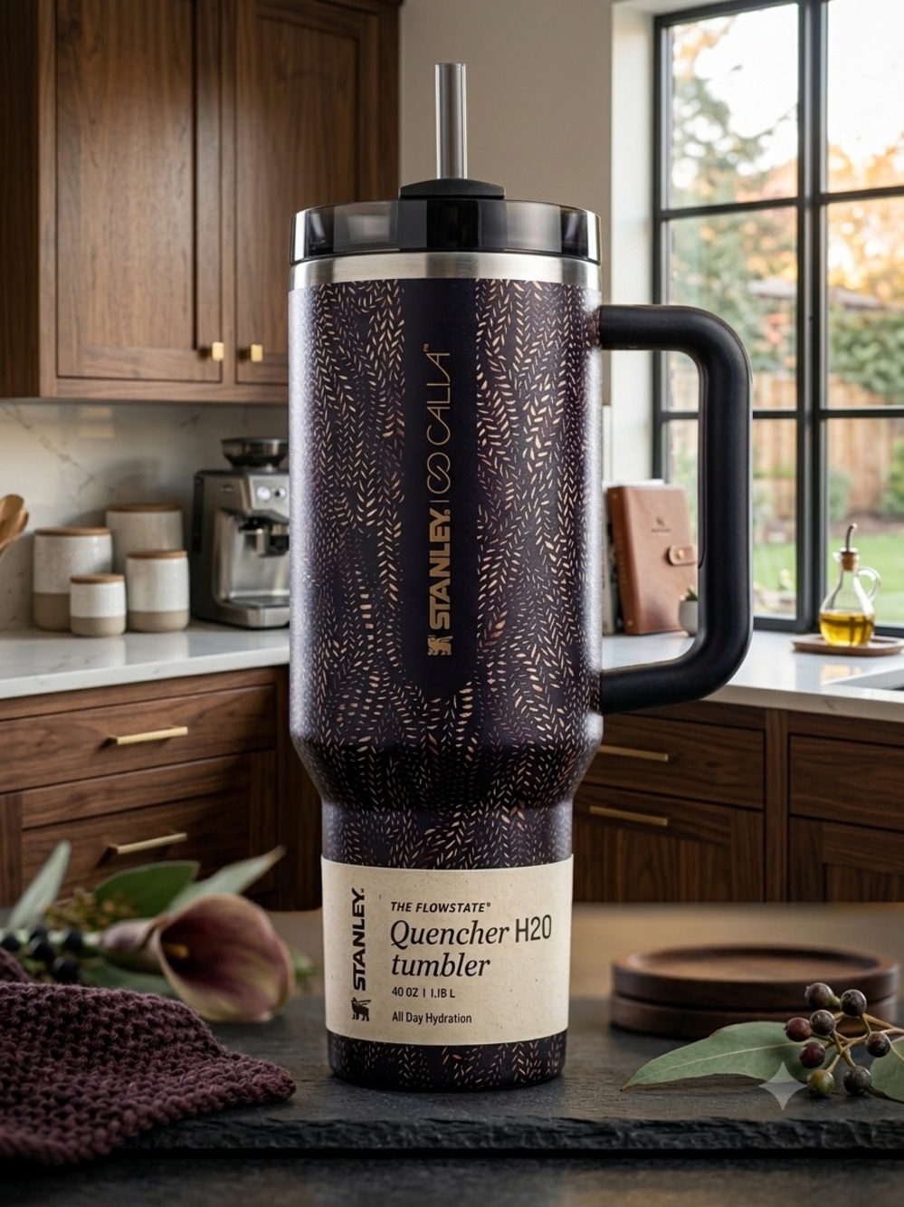 NWT Stanley x CALIA 40 oz Quencher H2.0 Tumbler Black Serpent Limited Edition
